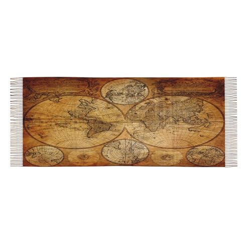 Vintage World Map Women Pashmina Scarf Large Retro Education Map Shawl Wrap Soft Scarves with Fringes3