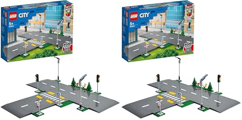 LEGO 60304 City Intersection à Assembler, Jeu Construction Ville avec Panneaux et Routes à imbriquer pour garçon ou Fille (Lot de 2)