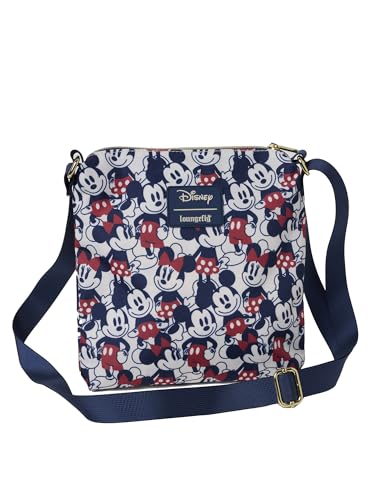 Loungefly Mickey and Minnie Mouse Crossbody Purse Women's Passport Bag Navy Nylon2