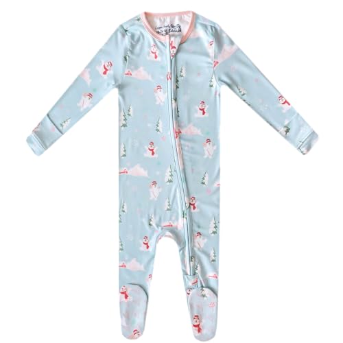Image of Copper Pearl Zip-Up Footie Baby Pajamas - Soft Newborn Onesies for Boys & Girls, Tag-Free with Two-Way Zipper Baby Sleepers for Newborn - 24 Months, Frosty the Snowman