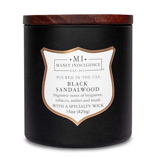 Manly Indulgence Black Sandalwood Scented Candle for...