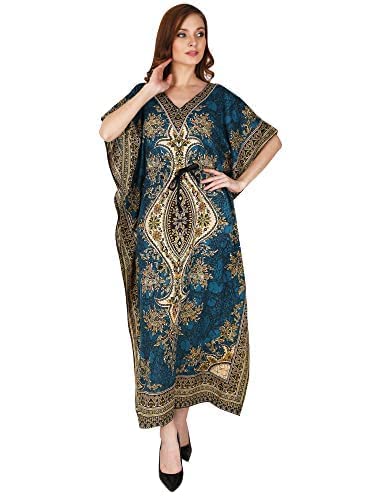 ukal Women's V-Neck Kaftan Dresses Tunic Kimono Maxi Caftan Plus Size Lounge Dress-picture-23
