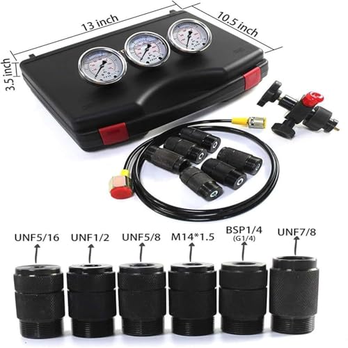 Kit de carga de acumulador de nitrógeno hidráulico con regulador, 3 calibres, manguera y válvula para una gestión eficiente del gas en aplicaciones industriales