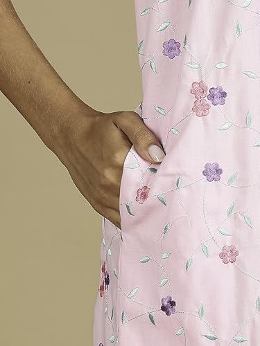 Image of 9shines Label Stylish Chikankari Cotton Nighty Maxi for Women | Full Length Nightgown | Nightdress with Pocket | Embroidery Nighty | Soft Comfortable Cotton Nightwear (1545)