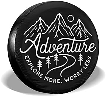 cozipink Adventure Awaits Rv Spare Tire Cover for RV Trailer Wheel Covers for Trailer Tires Camping Weatherproof Universal for Trailer Rv SUV Truck Camper Travel Trailer 14" 15" 16" 17" Inch
