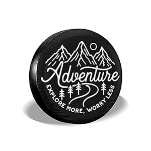 Adventure Awaits Rv Spare Tire Cover for RV Trailer Wheel Covers for Trailer Tires Camping Weatherproof Universal for Trailer Rv SUV Truck Camper Travel Trailers Accessories 14″ 15″ 16″ 17″