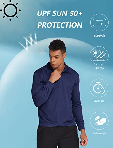 Image of Deyeek Men's Polo Shirts Long Sleeve Golf Polo Shirts for Men Quick Dry UPF 50+ Sun Protection Polos Casual Collared Shirts