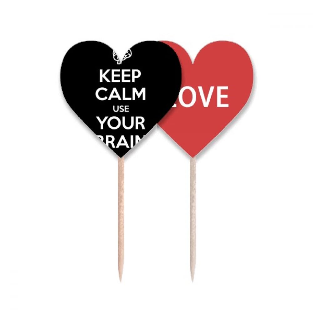 Cure-dents Keep Calm avec drapeau cœur pour décoration de cupcake et buffet festif