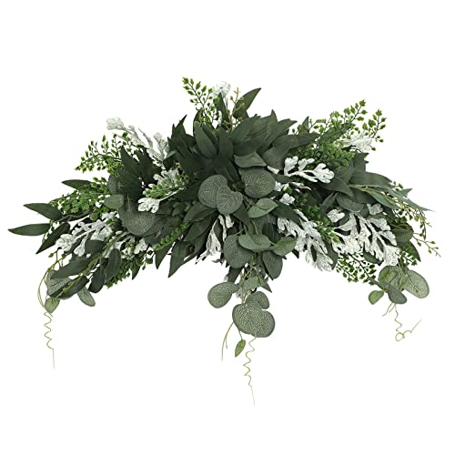 24Inch Artificial Eucalyptus Swag, Wedding Flowers Swag Decorative Swags with Green Leaves Swag, Hanging Eucalyptus Garland Front Door Wreath for Wedding Arch Front Door Wall Decor(Green)
