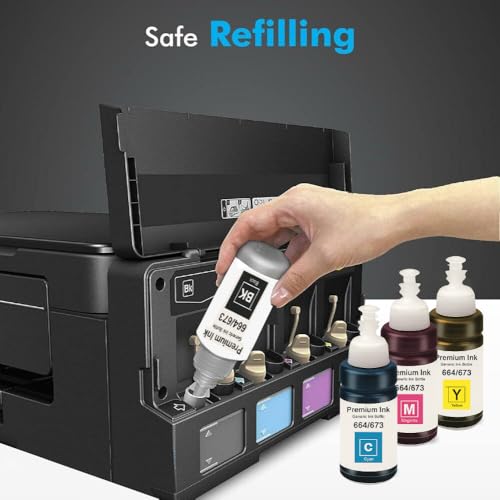 Image of KOSH T673 Refill Ink Compatible for Use in Epson L801, L805, L1800, L800, L810, L850, L1300, L605 Ink Tank Printers - 70 ML Each Bottle (6, Black Cyan Magenta Yellow Light Cyan Light Magenta)