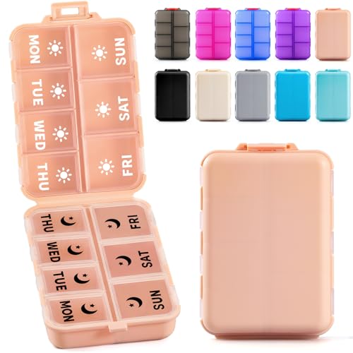 Foldable & Portable Weekly Pill Organizer 2 Times a Day