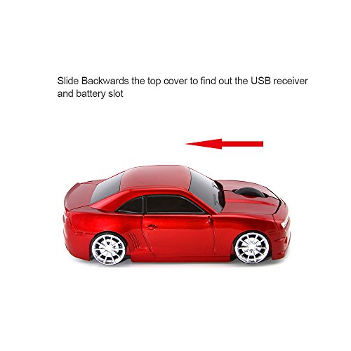 Image of Ai5G for CL Car Mouse Wireless Sport Car Shape Mouse Laptop Desktop Computer Mouse Optical Mice with 2.4GHz Nano USB LED Headlight (Red)