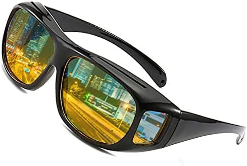 SHEEN KELLY UV400 Night Vision Glasses Fit Over Eyewear Wrap Arounds Sunglasses Driving Protection Yellow Lens