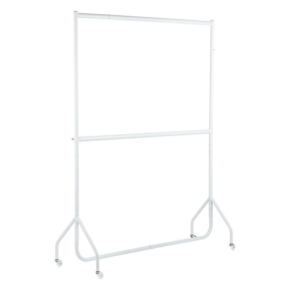 Shopfitting Warehouse Two Tier Heavy Duty Clothes Rail Double Garment Rack Steel White 5ft wide