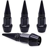 MEAJOO 4PCS Spiked Style Tire Valve Stem Caps, Universal Aluminium Alloy Dustproof Tire Valve Stem Covers for Cars, SUV, Trucks, Bikes, Motorcycles, Bicycles(Black)