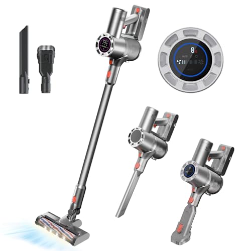 Reviews de Aspiradoras para alfombras que puedes comprar esta semana. 42 ANNA TOSANI Aspiradora Escoba sin Cable con Leds, 300W Aspiradora sin Cable Potente Autonomía 40mins con OLED Pantalla Táctil, Aspiradora de Mano para Suelos, Alfombras y Pelo de...