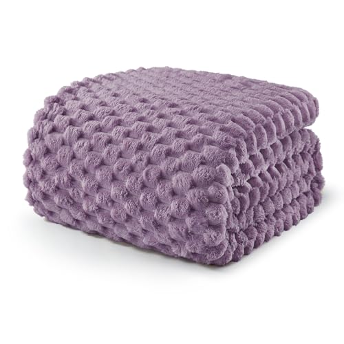 Exclusivo Mezcla Plaid Couverture Polaire 230 x 270 cm, Plaid Jeté de Canapé, Couverture pour Le lit léger Douillet et Moelleux pour Toute la Saison, Violet...