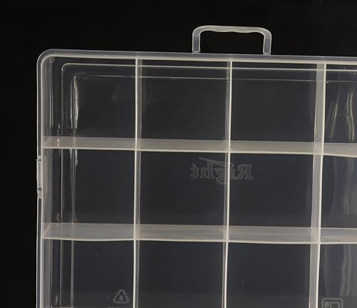 Image of NMII Multipurpose Plastic Storage Box with Partitions | Transparent Organizer with Secure Lid | Ideal for Stationery, Craft Supplies, Tools, and Jewellery, Accessories | Lightweight-(24 Partitions)