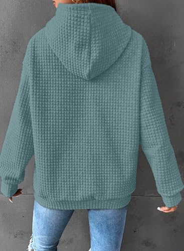 Image of SHEWIN Women Fall Waffle Hoodies Pullover Tops Hooded Sweatshirt