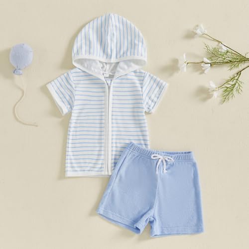 Girls Boys Terry Cloth Swim Cover Up Zip Up Hooded Coverup Tops and Shorts Set Kids Pool Beach Bathing Suit Cover-Up2