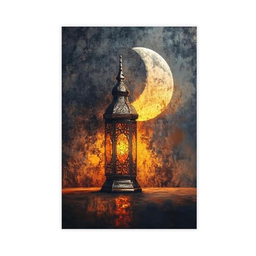 Poster sur toile premium lanterne et croissant de lune 61x91.4 cm