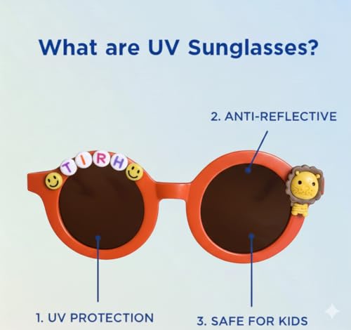 Image of PLAS ART STUDIO Customised round sunglasses Kids Sunglasses Get Kids Name on Frame For Girls & Boys. (Recommended Age 2+)