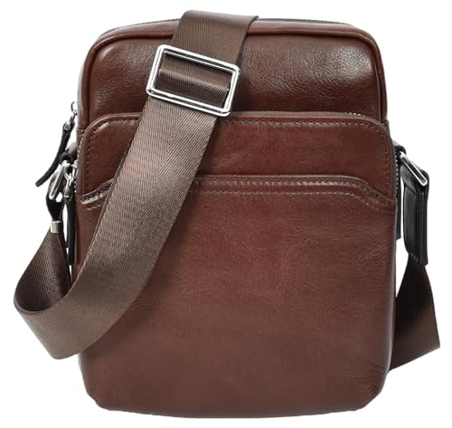 Bolso cruzado de piel auténtica Hanoi para hombre, una bolsa de viaje compacta y duradera