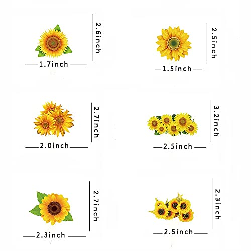 Cemtetnech 48Pcs Sunflower Cupcake Topper Picks Boy Girl Children Party Decoration Sunflower Party Favors Kid's Birthday Party Cake Decoration Supplies #TOP2