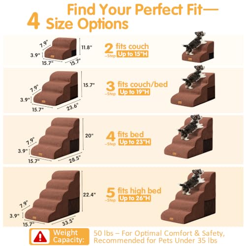 Image of Topmart High Density Foam Dog Steps 4 Tiers, Extra Wide Deep Pet Steps | Non-Slip Dog Stairs Ramp for Bed, Soft Foam Cat Ladder,Best for Older Injured, Older Pets, Cats with Joint Pain