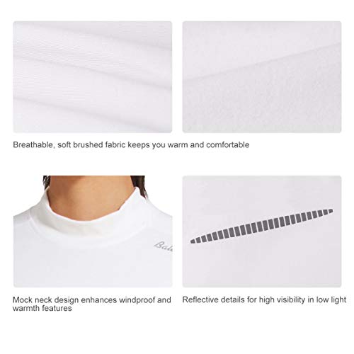 BALEAF Women's Fleece Thermal Mock Neck Long Sleeve Running Shirt Workout Tops White Size M