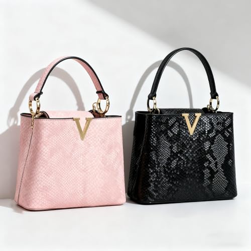 Image of Satchel Bag for Women, Crocodile Leather Purse Top Handle Purse Small Crossbody Handbag Women's Shoulder Tote Bag