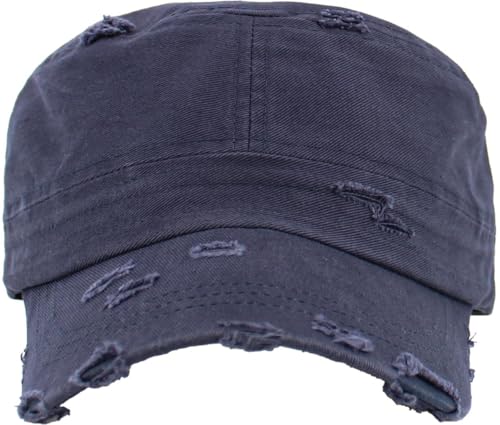 Image of Vintage Distressed Cadet Army Cap Basic Everyday Military Style Hat