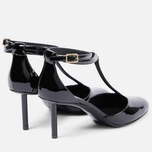 THESHY Women's Pointed Toe High Stiletto Heels Patent Leather Ankle Strap High Heels Buckle Closed Toe Pumps Fahsion Dress Shoes for Women3