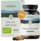 nedura® BIO Schwarzkümmelöl Kapseln (ungefiltert) 150 Stück in veganer Kapsel – BIO-Schwarzkümmel aus Ägypten in eigener Deutscher Manufaktur kaltgepresst & schonend verarbeitet – 1000 mg Tagesdosis