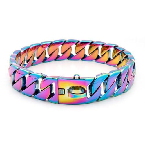Collare per cani resistente, maglia cubana da 32 mm con fibbia di sicurezza, collare per pitbull a prova di masticazione, per cani di taglia media e grande