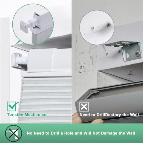Tonature No Tools No Drill Top Down Bottom Up Cellular Shades for Windows, 1