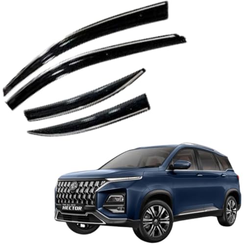 Image of CAR SAAZ Chrome Line Door Visor for Hector Plus (Set of 4Pcs) | Rain Guard | Wind Deflector