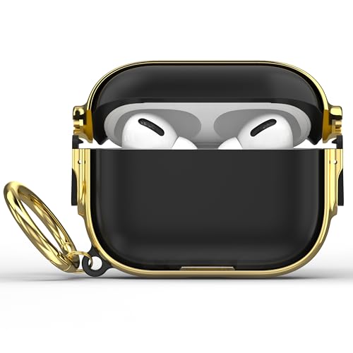 Image of Maxjoy for AirPods Pro 3rd Generation Case with Lock, Cute AirPods Pro 3 Case Lock Protective Hard AirPod Pro 3 Cover for Women Men with Keychain for Airpod Pro 3rd Gen Cover 2025,Gold /Black