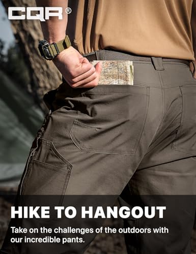 Image of CQR Men's Convertible Cargo Tactical Pants, Water Resistant Outdoor Hiking Pants, Zip Off Lightweight Stretch Work Pants