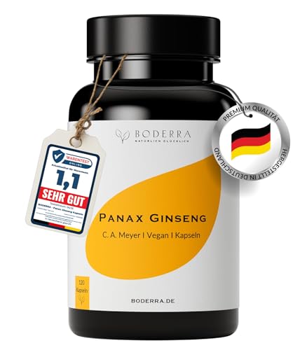 Panax Ginseng Extrakt Kapseln HOCHDOSIERT - 120 Stück Bioverfügbarkeit - Korean Ginseng nach C.A. Meyer hochdosiert 20% Ginsenoside 600mg pro Tag - Vegan & Laborgeprüft