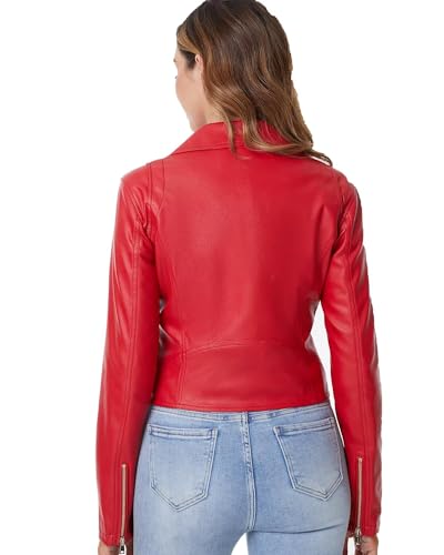 DIASHINY Faux Leather Jacket For Women Crop Short Cropped PU Slim Zip Up Moto Biker Coat Motorcycle Jackets3