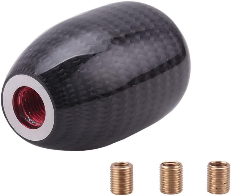 Universal Carbon Fiber Shift Knob Automatic/Manual Gear Shift Knob for Most Vehicles with 3 Adapters