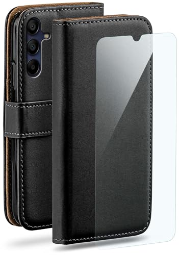 Étui Samsung Galaxy A15 moex en cuir noir avec film écran