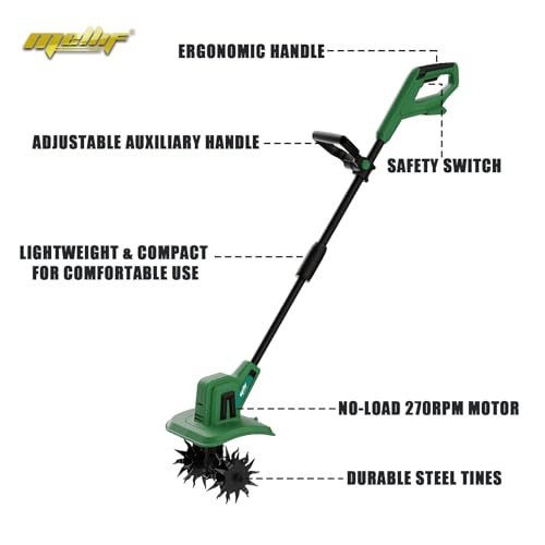Cordless Tiller Cultivator Compatible with Makita 18V Battery(Tool Only), Electric Garden Rototiller w/270 RPM, 48 Steel Tines, 8.7" Tilling Width, 6.3" Depth, Portable Rotary Tiller