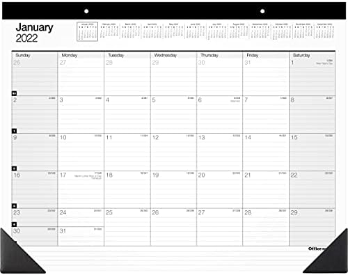 Office Depot® Brand Monthly Desk Pad Calendar, 22" x 17", White, January To December 2022, SP24D00