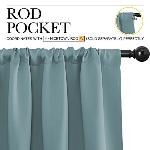 image for NICETOWN Greyish Blue Blackout Curtains Panels for Window, Thermal Ins