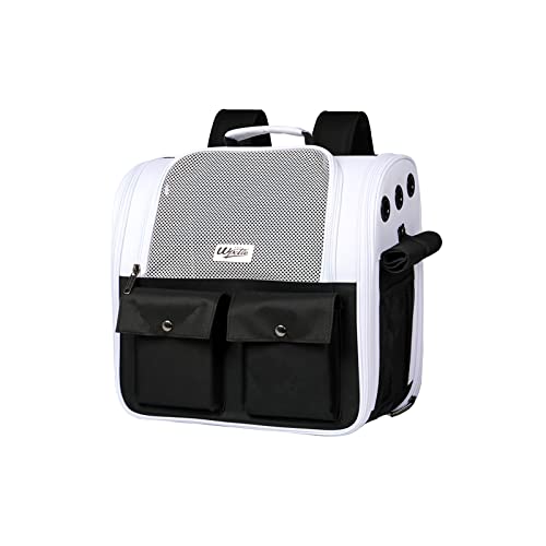 Galatée Mochila para Gatos, Mochila De Burbujas para Mascotas, Mochila para Mascotas Ventilada para Gatitos y Cachorros,Diseñado para Viajes, Senderismo, Caminar y Uso Al Aire Libre(S, Negro+Blanco)
