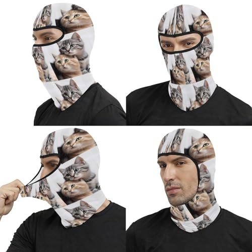 Balaclava para hombres y mujeres con diseño estampado de gatos, máscara facial térmica para clima frío, equipo para motocicleta y esquí, máscara de invierno para mujer y hombre miniatura 5