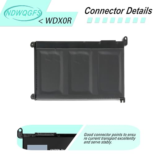 Image of WDX0R 42Wh Laptop Battery for Dell Inspiron 13 5368 5378 15 5567 7560 17 5767 Series Vostro 14 5468 Latitude 3189 Replaces T2JX4 FC92N 3CRH3 | 11.4V Li-ion
