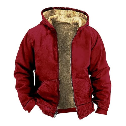 Chemise à capuche polaire rouge homme idée cadeau de Noël veste 4XL